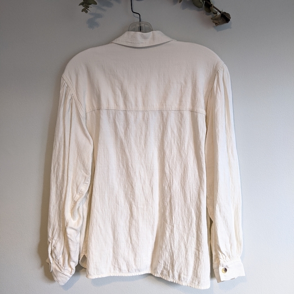 Zara Cream Color Long Linen Shirt Button Down - Picture 6 of 9